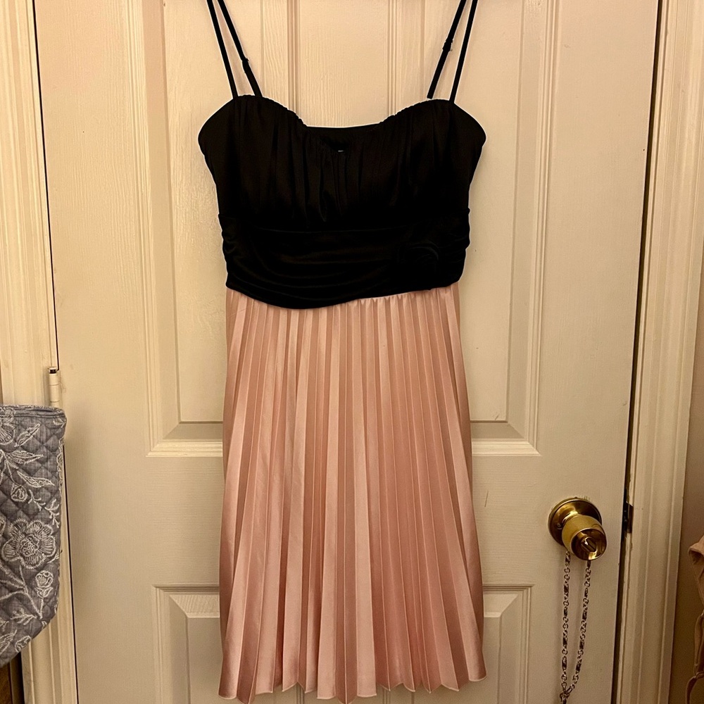 Speechless Party Dress Black and Pink Satin Pleated Small